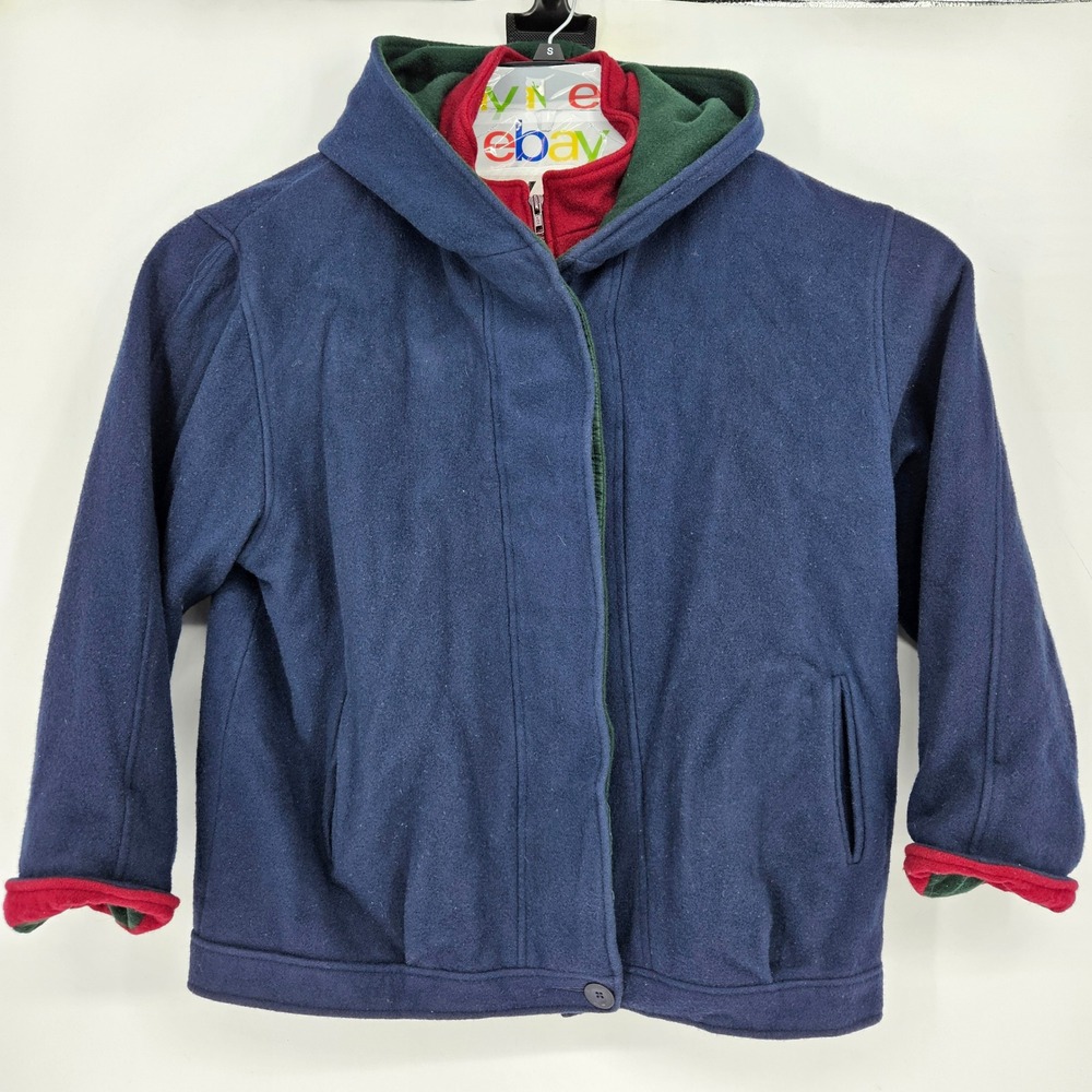 Herman Kay Jacket Womens 22W Blue Wool Blend Hoodie Lined Long Sleeve Casual